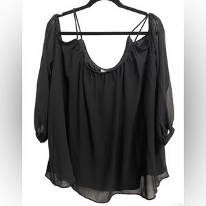 Calvin Klein Black Asymmetrical 3/4 Sleeve Tunic